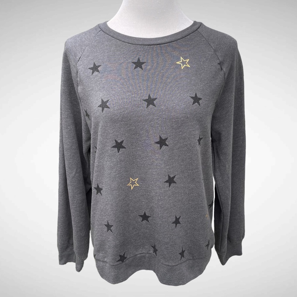 Gap Women’s Pullover Sweatshirt Gray with Stars Long Sleeves